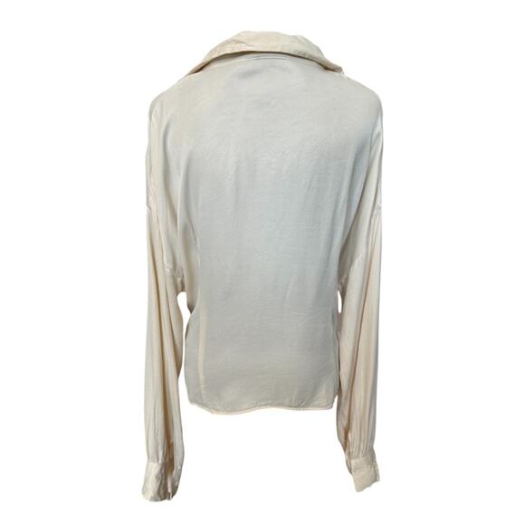 NEW TOPSHOP NORDSTROM ~ 100% Viscose Women's Ivory Knot Front Blouse Top Sz 12 - Picture 5 of 7